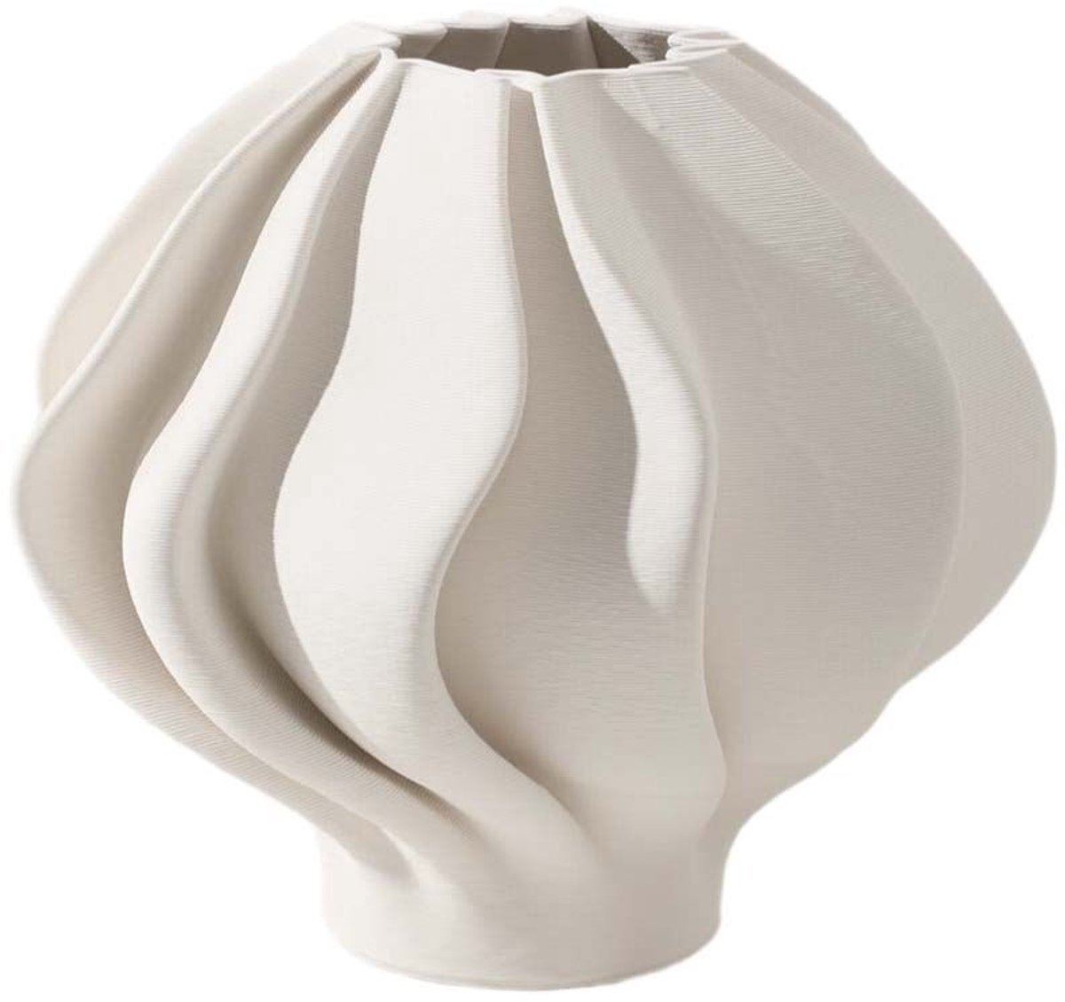Fugurato Bona Vaas Wit - Keramiek met Golvend 3D-Reliëf - Ø26,5 x H24 cm