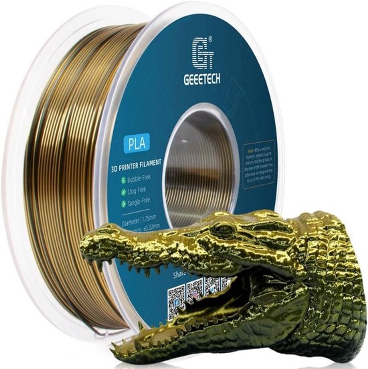 Silk Dual Color Filament 1,75 mm voor 3D-printers - Zijde Goud en Zwart