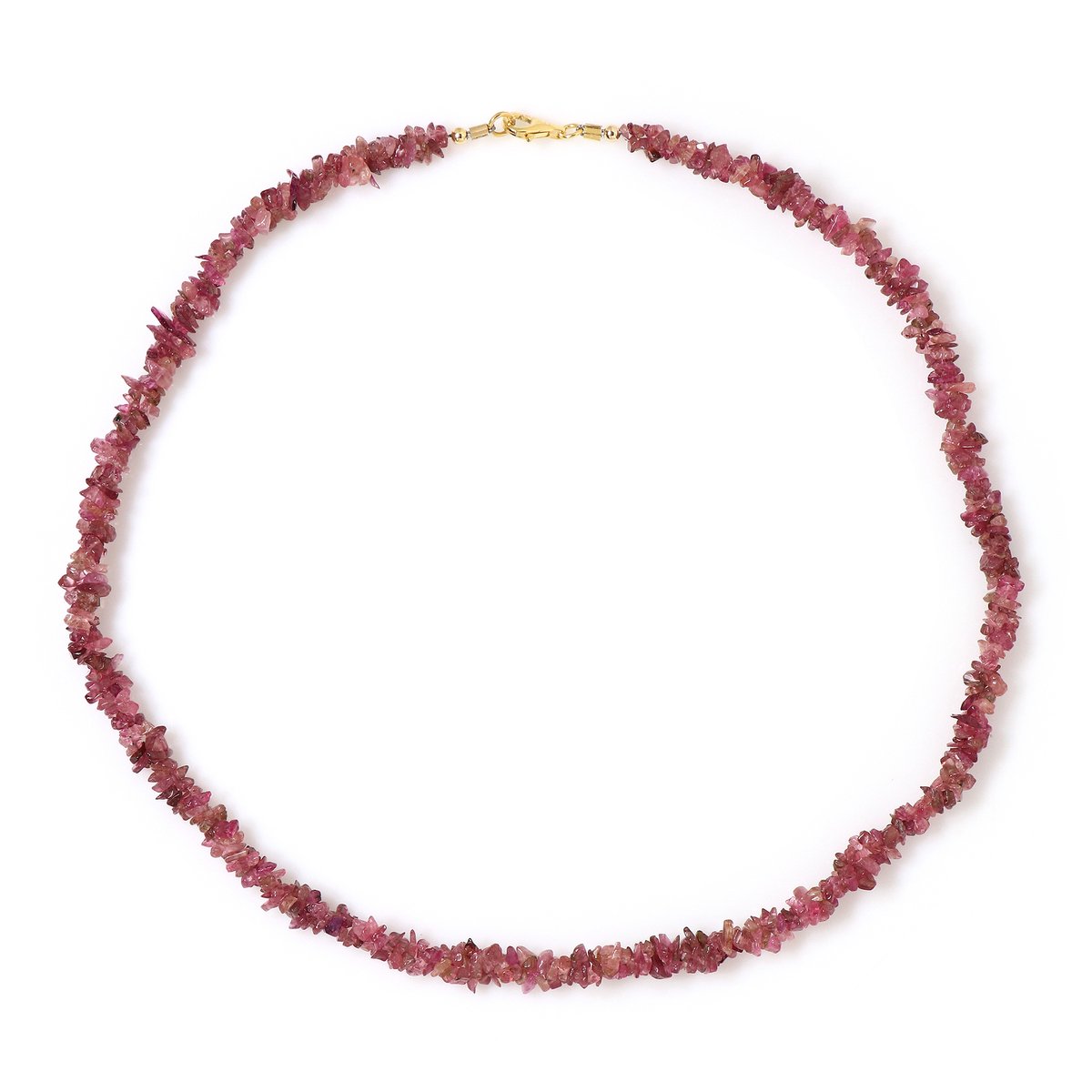 Cavill - Zilveren Halsketting 925 Sterling Zilver Verguld - Nigeriaanse Roze Toermalijn 77,39 ct Fancy Kralen - Elegante Damesketting 45 cm