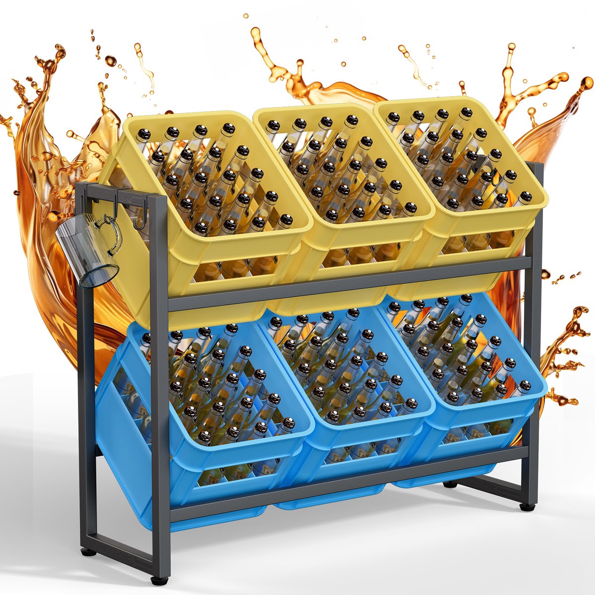Arvioo - Kratrek 2‑laags breed - Verzinkt staal - Max 150kg - Voor bier‑ en drinkkratten