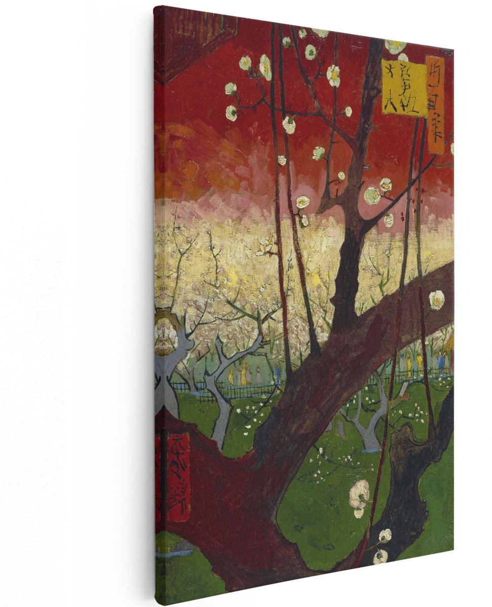 Artaza Canvas Schilderij Bloeiende Pruimenboomgaard - naar Hiroshige - Vincent van Gogh - 120x180 cm - Groot - Kunst - Wanddecoratie