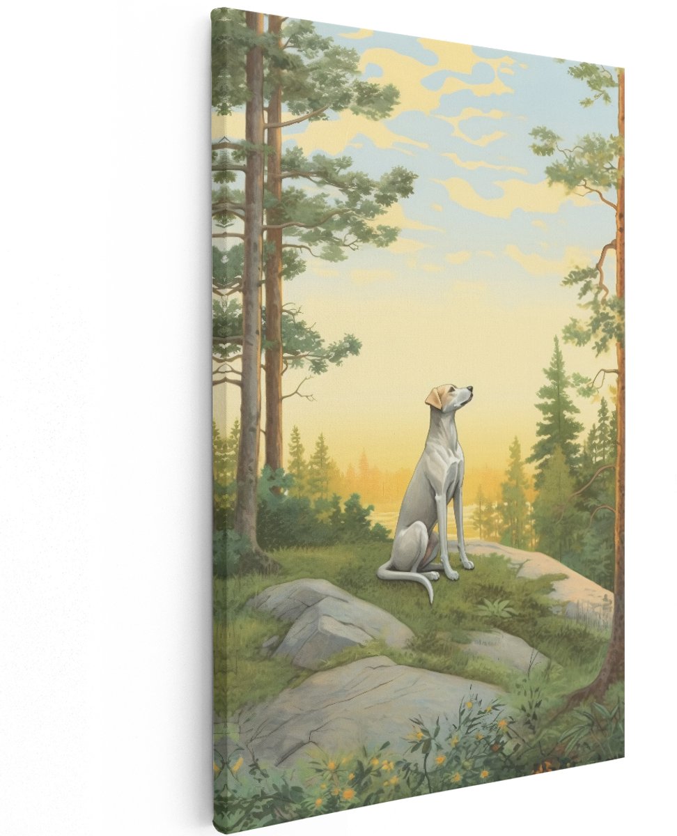 Artaza Canvas Schilderij Hond in het Bos - 120x180 cm - Groot - Foto Op Canvas - Wanddecoratie Woonkamer