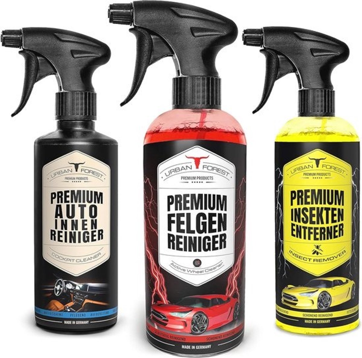 Voordeelset Auto-reinigingsproducten met Insectenverwijderaar en Velgenreiniger - 500 ml en 1000 ml