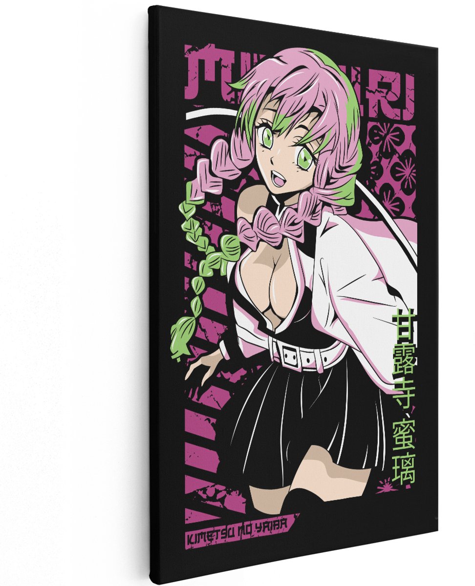 Artaza Canvas Schilderij Mitsuri Kanroji - 120x180 cm - Groot - Wanddecoratie Demon Slayer - Muurdecoratie Anime - Schilderijen Op Canvas Kimetsu No Yaiba