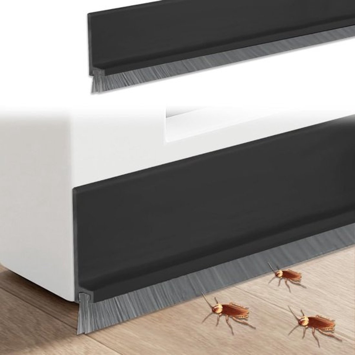 Zelfklevende Borstelstrip Tochtstrip Deur 5cm x 100cm - Tochtstopper voor Onder Deur - Zwart