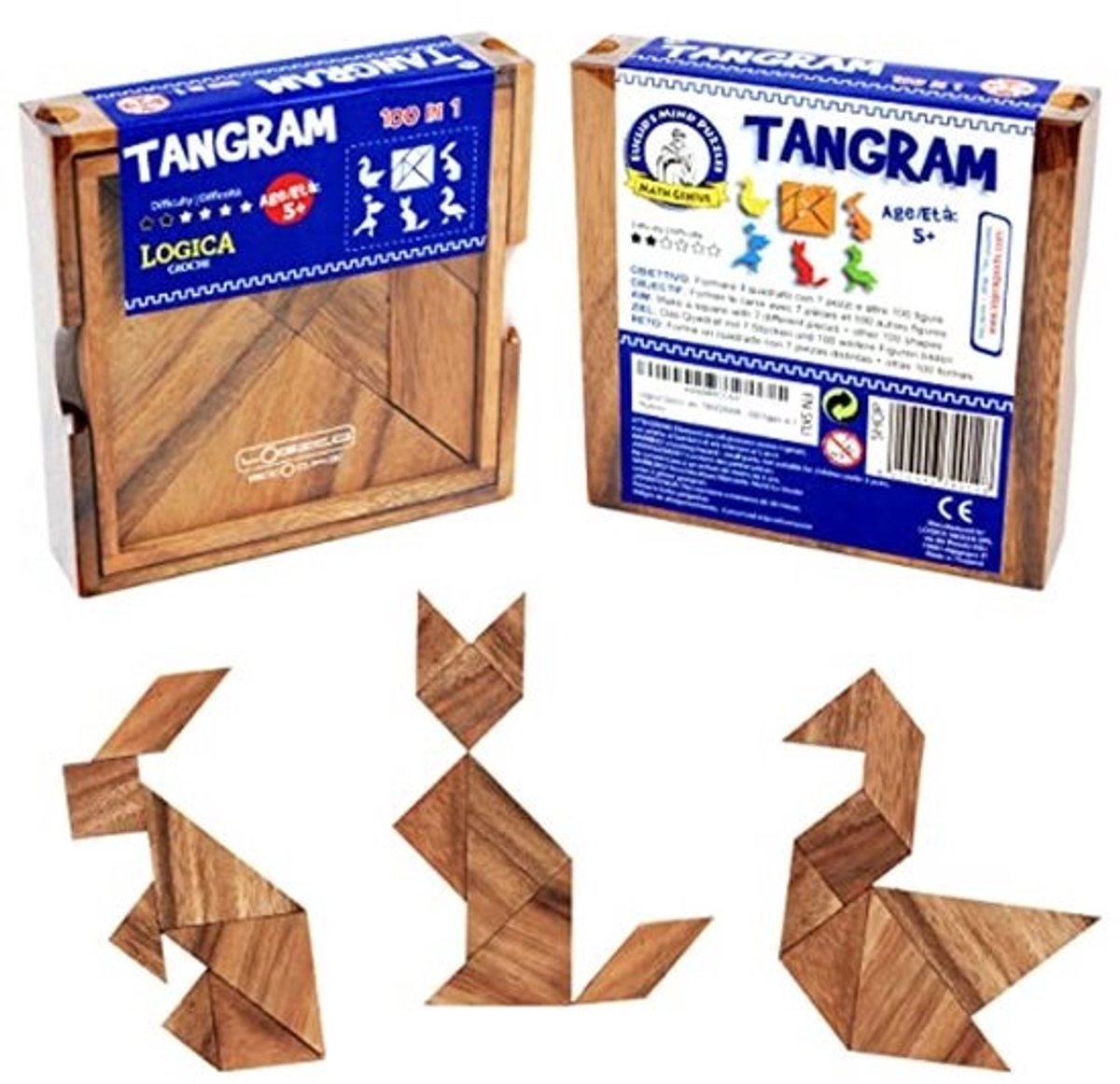 Geometrische Houten Puzzel - 100 Uitdagende Tangram Puzzels