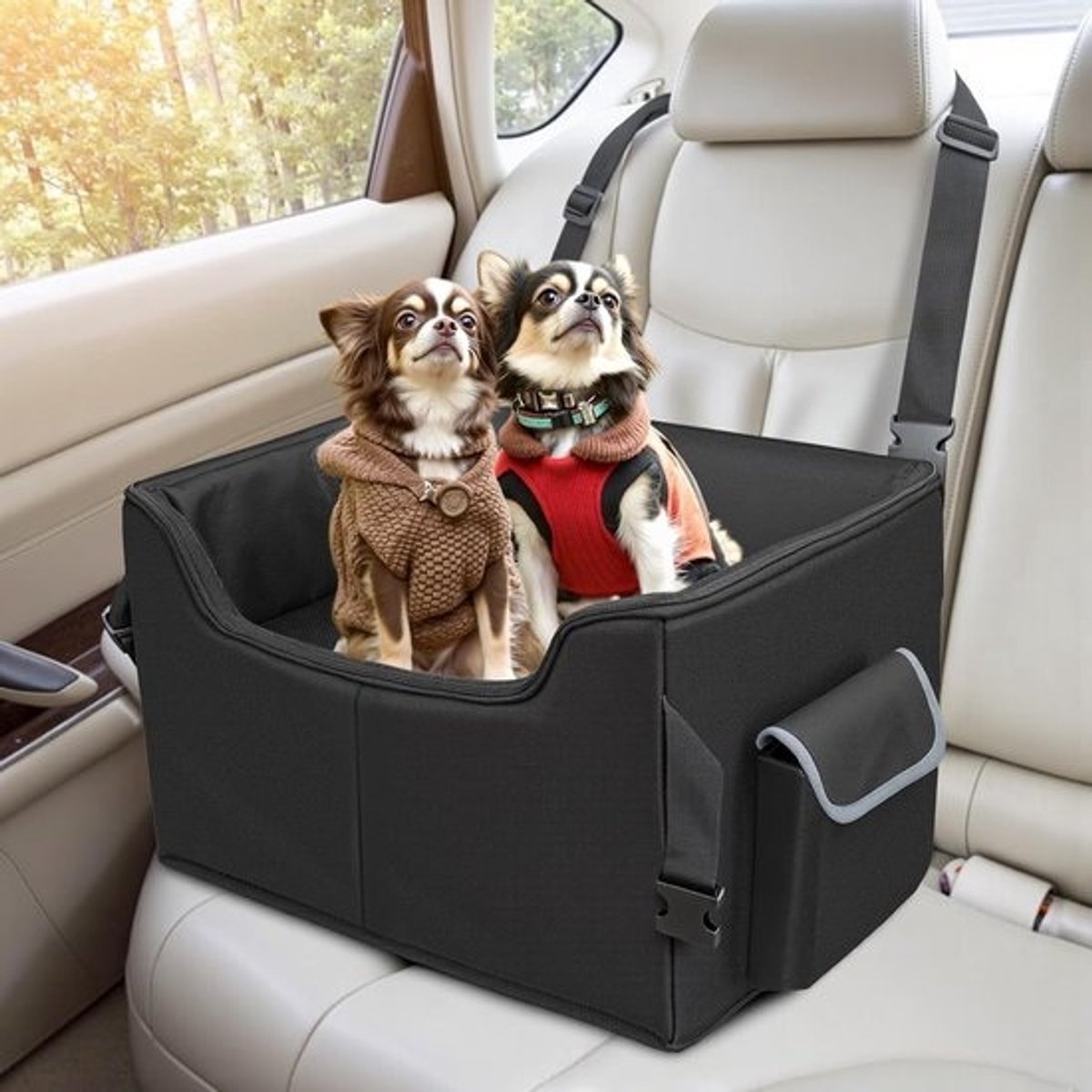 Autostoel voor honden - Honden zitverhoger - Veilig reizen - Opvouwbaar en wasbaar - 76 x 43 x 33 cm