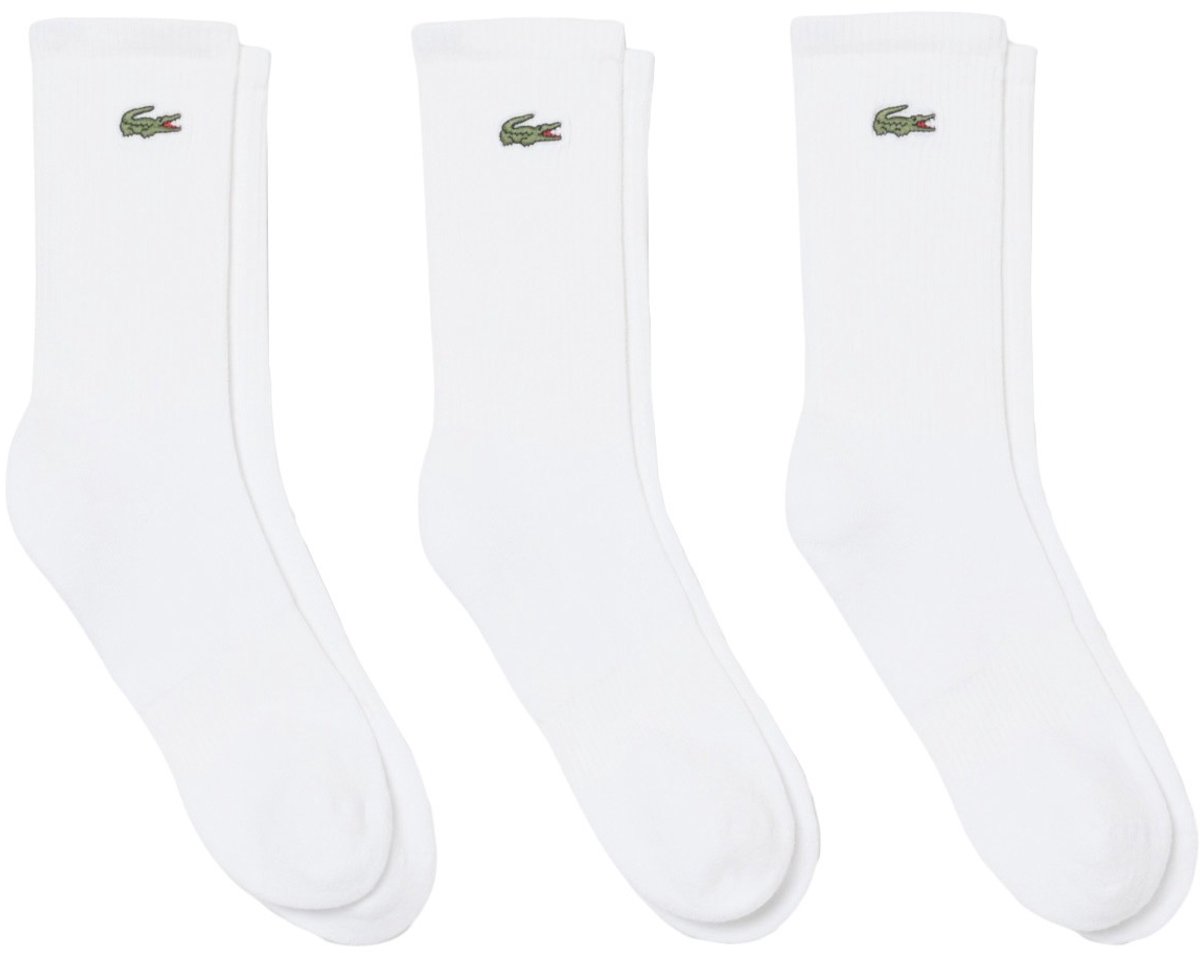 Lacoste unisex 3P sportsokken crocodile logo Wit