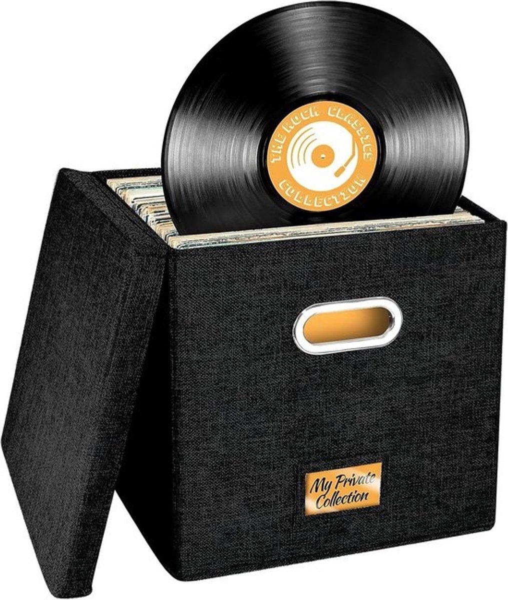 Opvouwbare Vinyl Record Opbergdoos voor 100+ Platen - CD Opslag Georganiseerd in Zwart