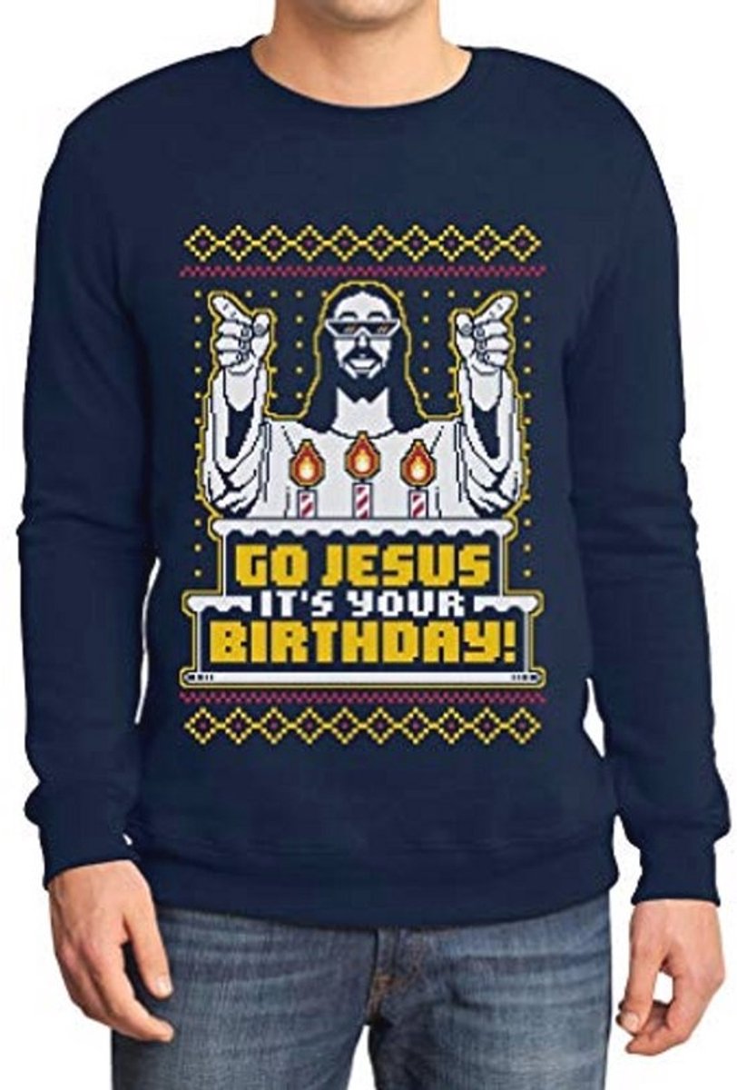Lelijke kersttrui voor heren - Go Jezus It's Your Birthday sweatshirt