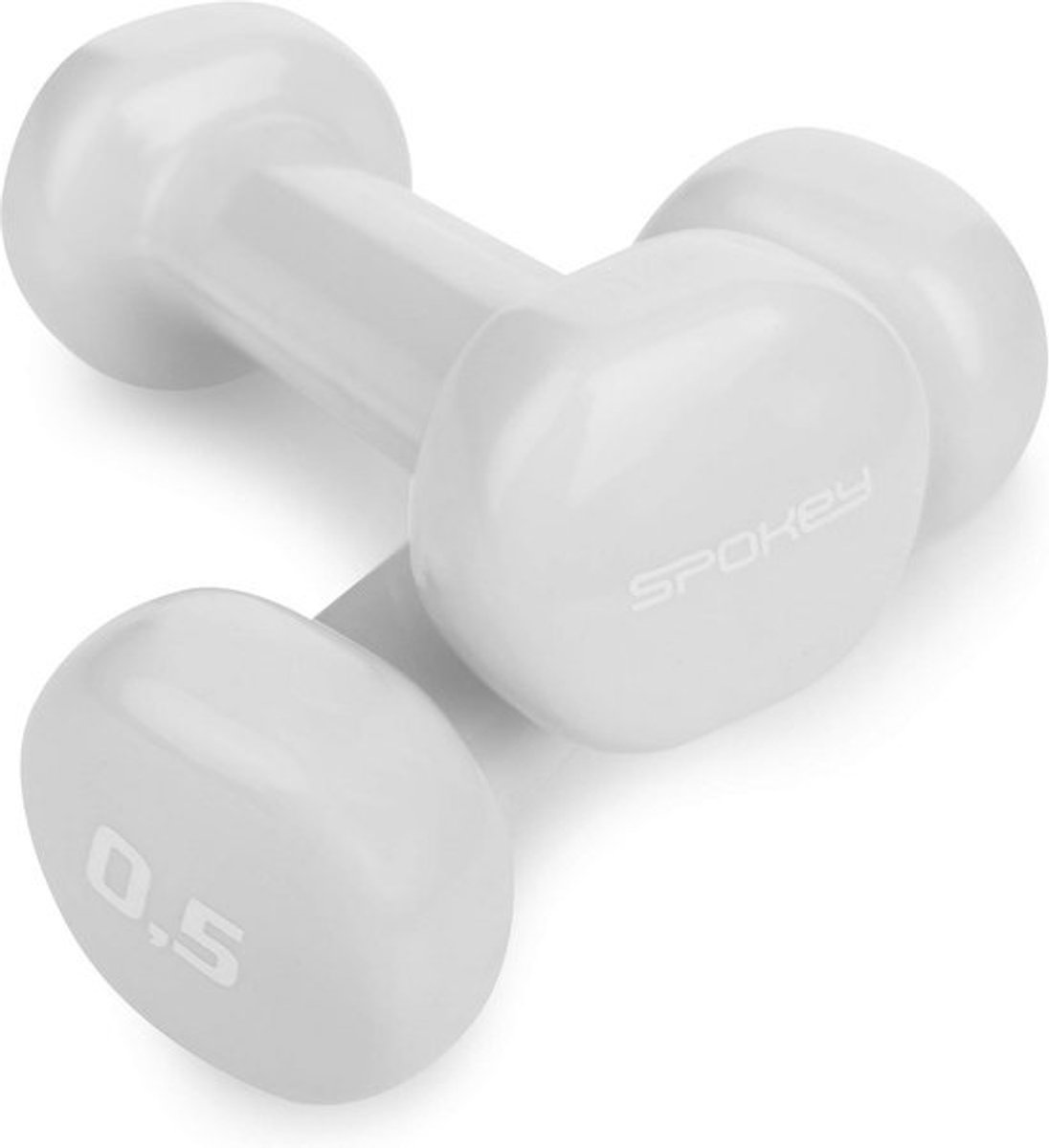 Spokey Shape IV halterset, 2-delig, met vinyl ommanteld, fitnesshalters: verschillende gewichtsgradaties van 0,5 tot 2 kg, met een kern van gietijzer (0,5)