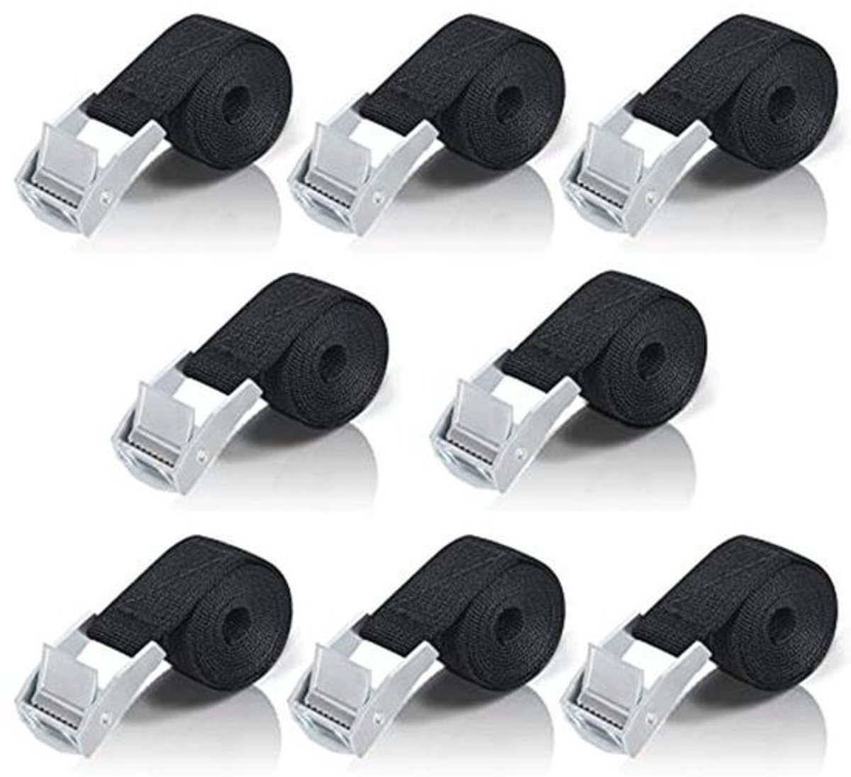 Korte Spanbanden met Ratel 1 m - 8 Stuks voor Auto, Fiets en Camping