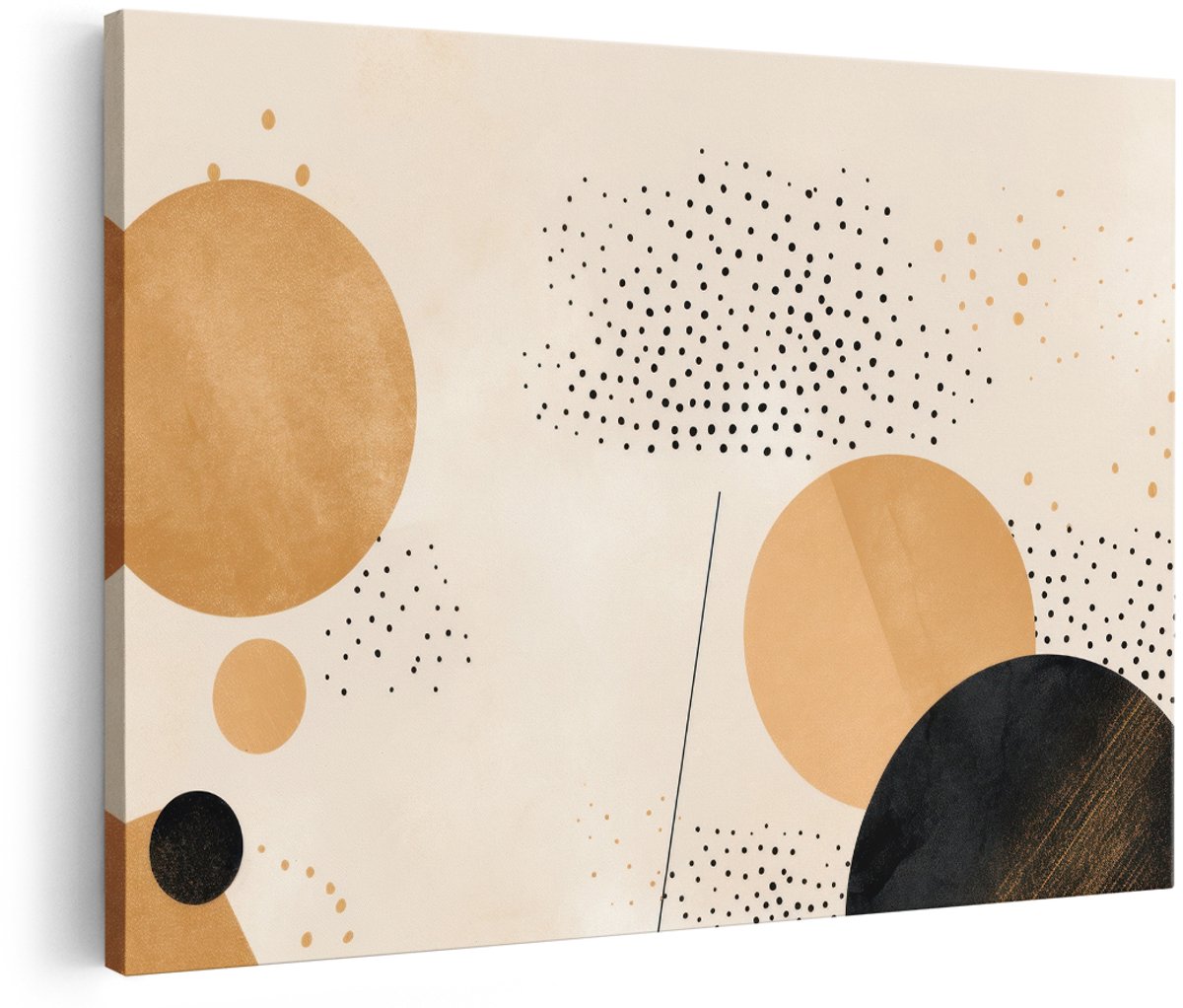 Artaza Canvas Schilderij Abstract - 180x120 cm - Groot - Wanddecoratie Geometrisch - Muurdecoratie Boho - Decoratie Aardetinten Modern