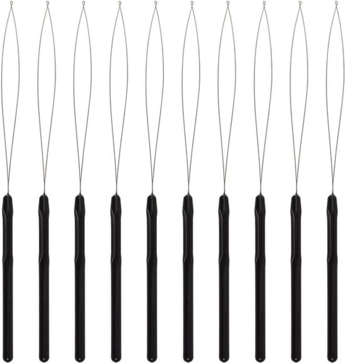 10x Haarverlenging Knoopsdraad Gereedschap Set - Lus Naald, Trekhaak en Kraal Applicator voor Extensions