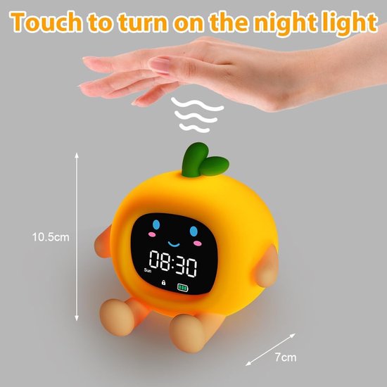 Digitale Wekker - Kinderwekker Slaaptrainer - Kinderen Leren Tijd - Zonsopgang Simulatie - 12.2 cm x 11.5 cm - Oranje — afbeelding 3