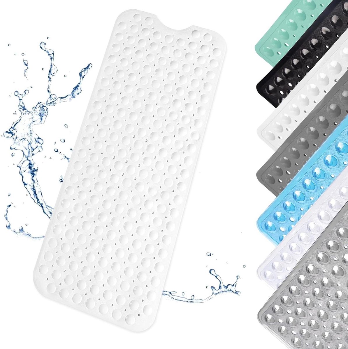 Douchemat Antislip - Badmat Zacht - Veilig Douchen - Sterke Zuignappen - 100 x 40 cm - Wit