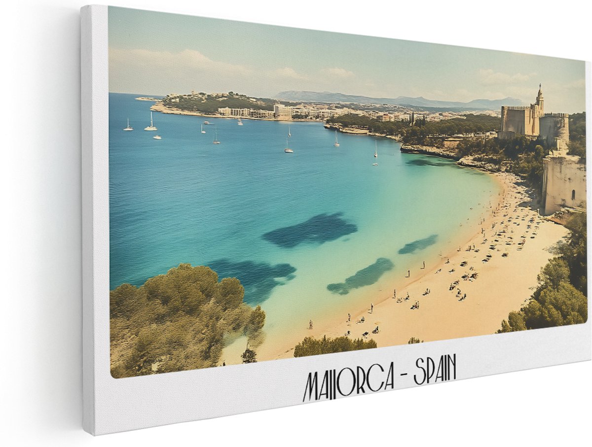 Artaza Canvas Schilderij Zeezicht Mallorca - 180x90 cm - Groot - Wanddecoratie Strand - Muurdecoratie Landschap Spanje - Schilderijen Op Canvas
