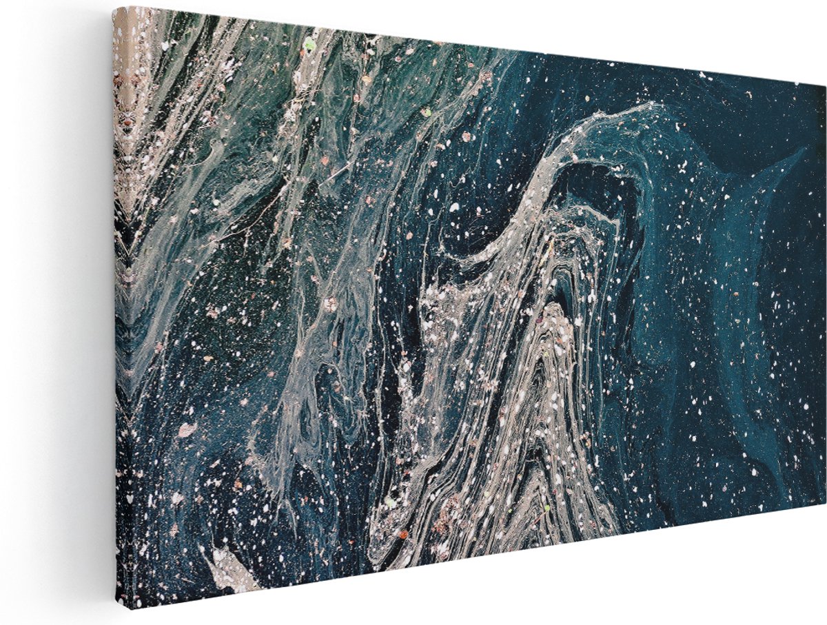 Artaza Canvas Schilderij Abstracte Kunst - 180x90 cm - Groot - Wanddecoratie Modern - Muurdecoratie Blauw Water - Decoratie Woonkamer - Kamer Accessoires
