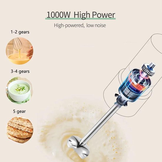 Keukenmachine 4-in-1 - Staafmixer Hakmolen - Maaltijden Bereiden - 1000W Krachtige Motor - 700 ml Maatbeker - Zwart — afbeelding 5