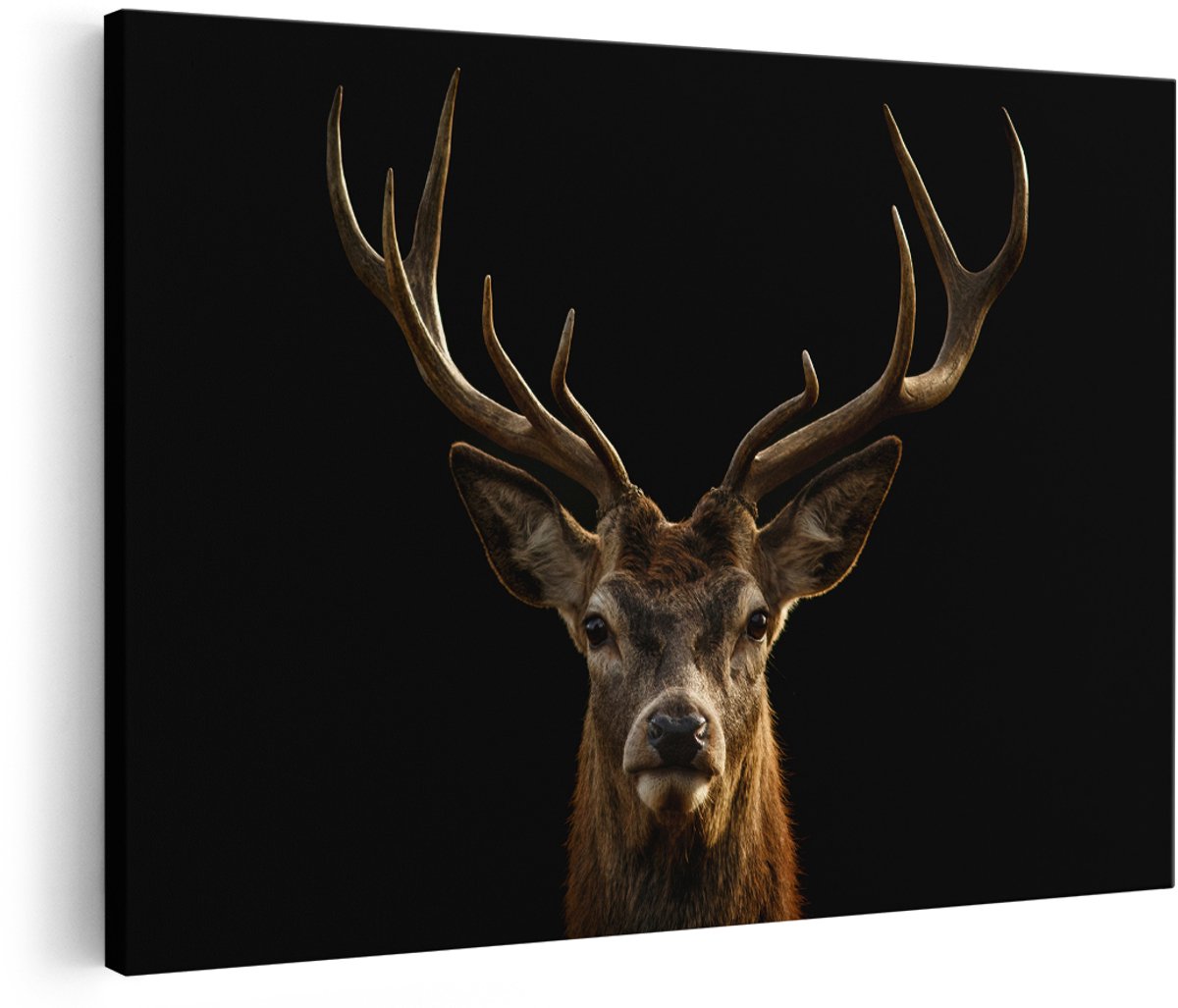 Artaza Canvas Schilderij Hertenkop - Hert - 180x120 cm - Groot - Wanddecoratie Woonkamer - Schilderijen - Muurdecoratie