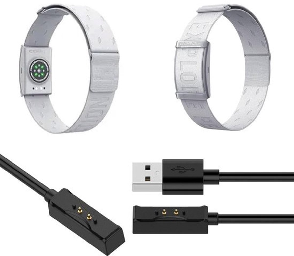 Magnetische Oplaadkabel USB voor Hartslagmeter Armband Horloge Oplader Adapter - Zwart