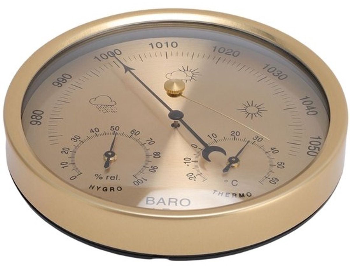 Analoge Barometer - Weerstation Analoog - Met Thermometer Hygrometer - 3-in-1 Weerstation voor Binnen en Buiten - Voor Gemakkelijk Lezen - Ø 13 cm - Barometer Thermometer Hygrometer