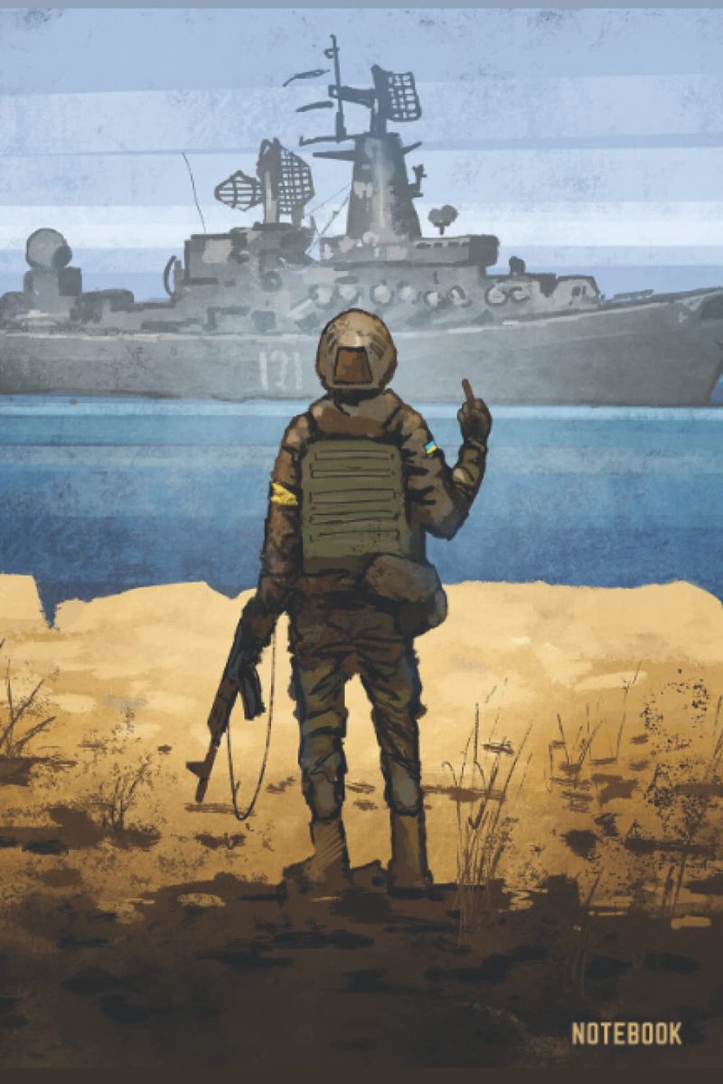 Notebook - Ukraine - Ukrainian Flag - Russian Warship, Go F*ck Yourself! - College Ruled Lined - 100 Pages - 6x9 - ShopVlot
