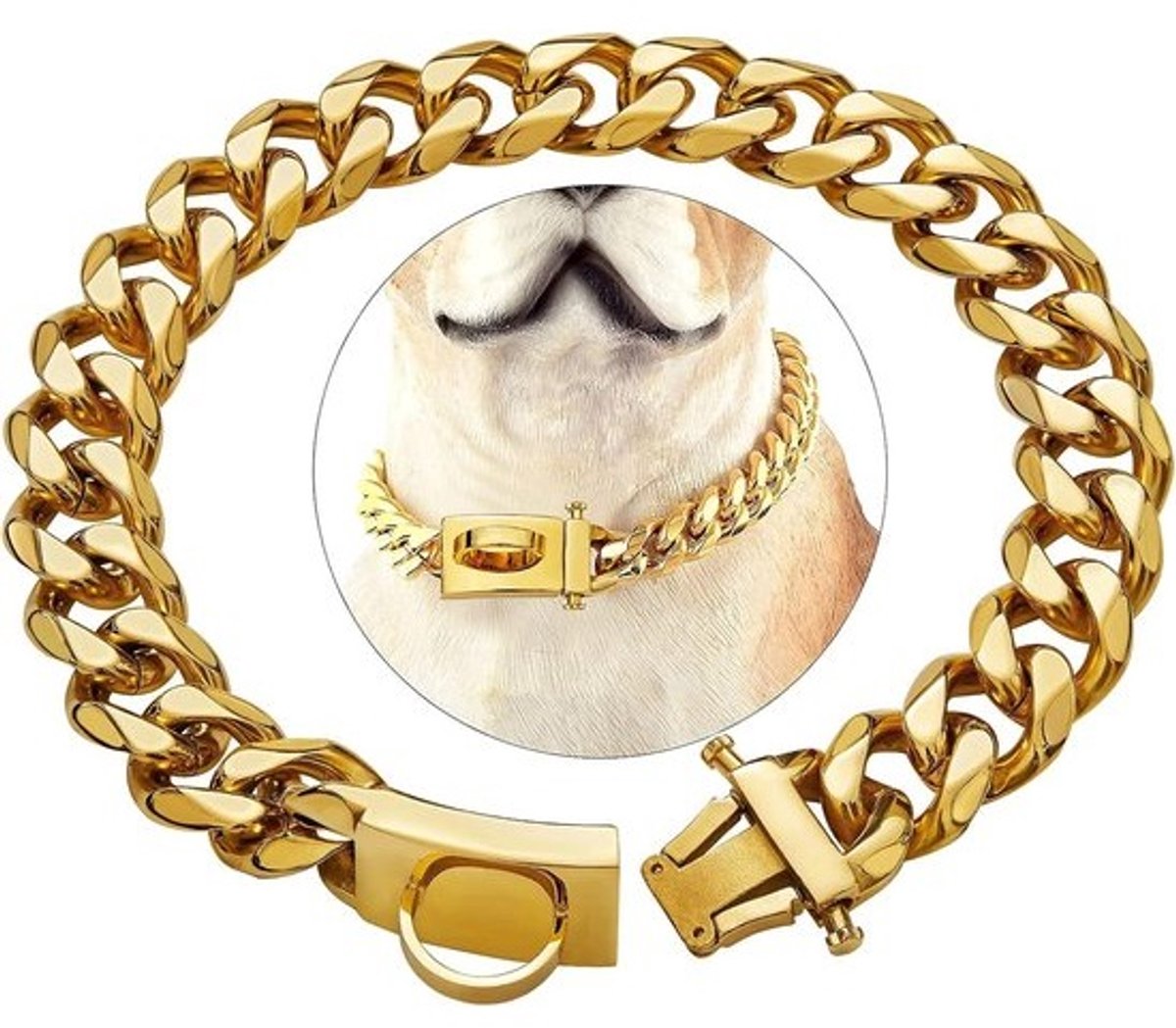 Sterke Gouden Hondenketting RVS voor Training en Wandelen - Anti-trek Halsband