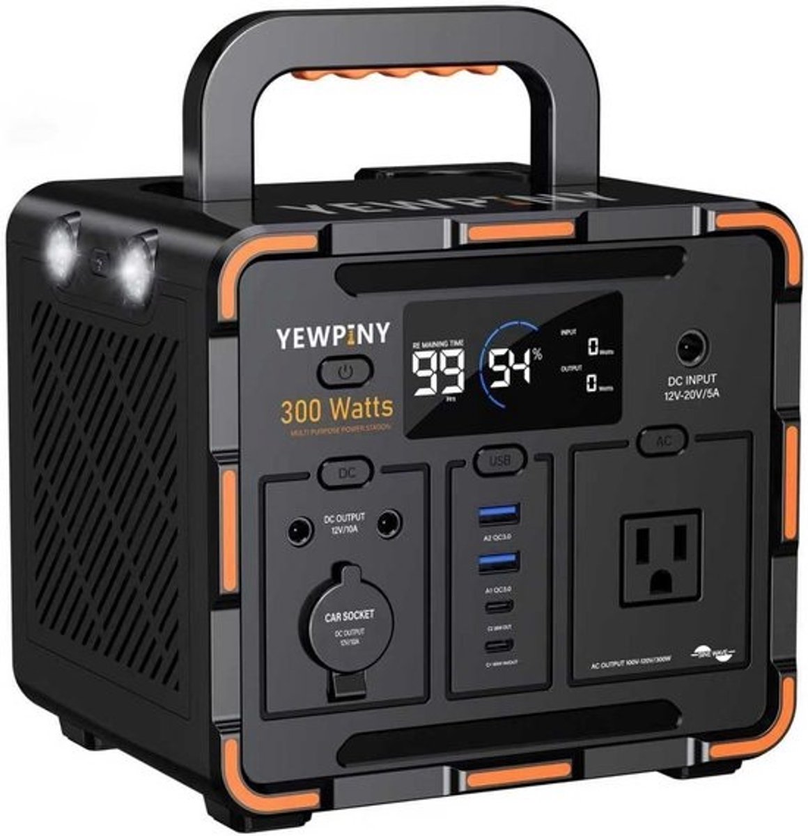Draagbaar Zonnestation 259Wh LifePO4 Powerstation met 600W Vermogen en 65W USB-C PD