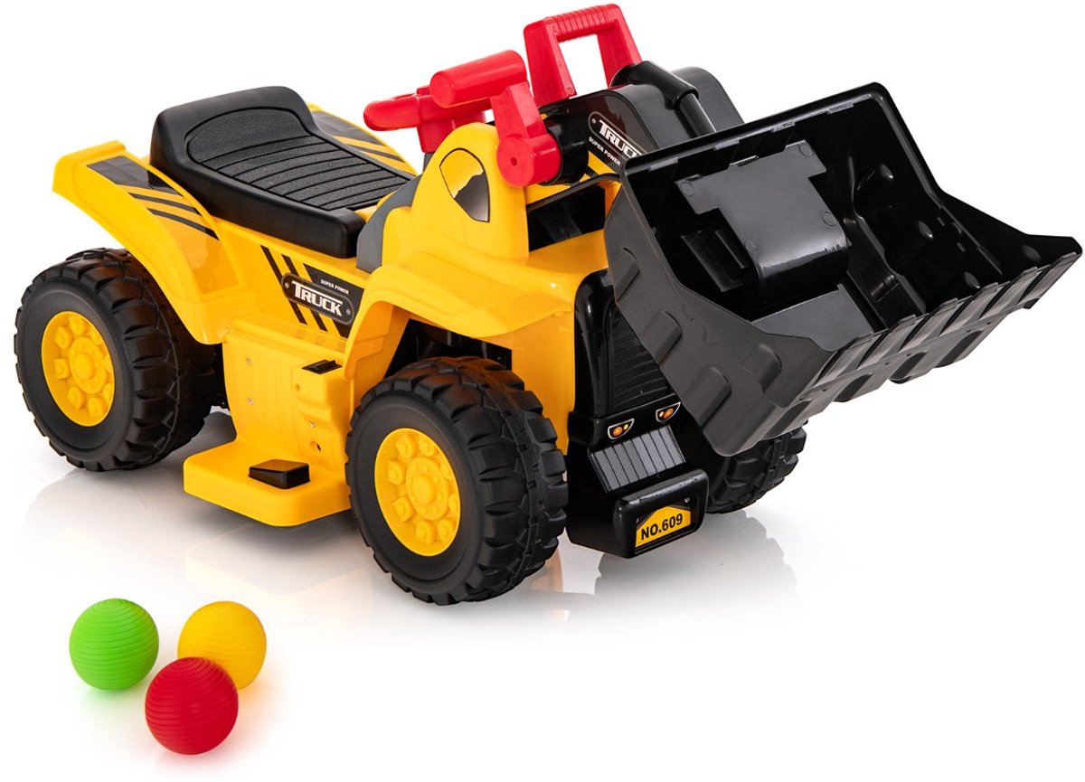 SureDeal® - Speelgoedauto' - Zitgraafmachine Elektrische Kindergraafmachine - Verborgen Opbergruimte - 84x35x43 cm - Geel