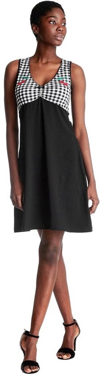 Vierkante Dessin Rok Dames Midi Jurk Zwart Wit
