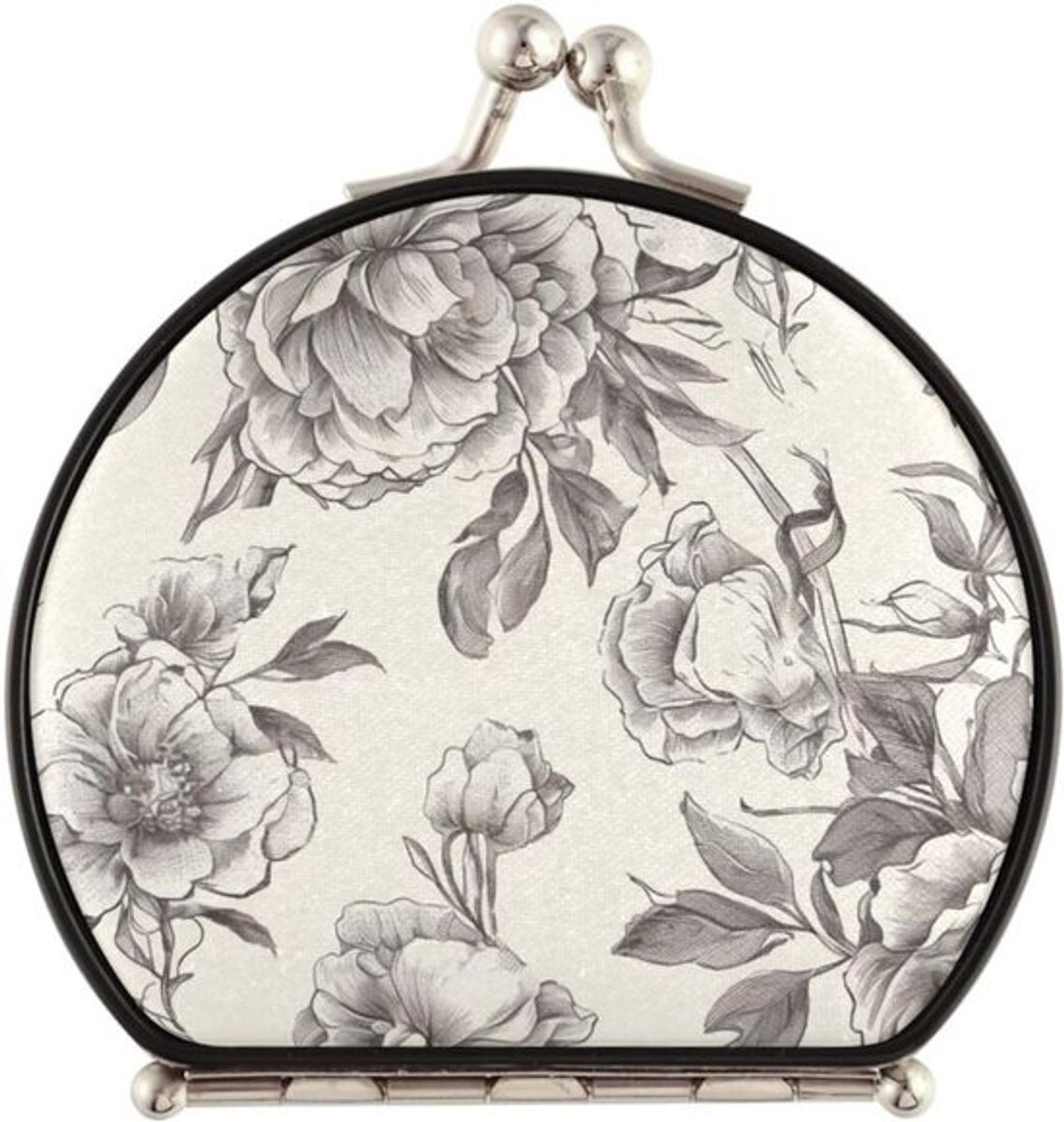Draagbare Make-up Spiegel - Compacte Spiegel - Dagelijkse Verzorging - Dubbelzijdig Vergroot - 6.9 cm Diameter - Bloemenprint