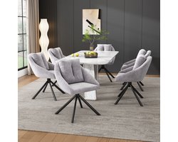 Eetkamerstoel set van 6 - Draaistoel - Beige stoel - Grijze stoel - Moderne stoel - Gestoffeerde stoel - Ergonomische stoel - Comfortabele stoel - Elegante stoel - Keukenstoel - Woonkamer stoel - Grijs