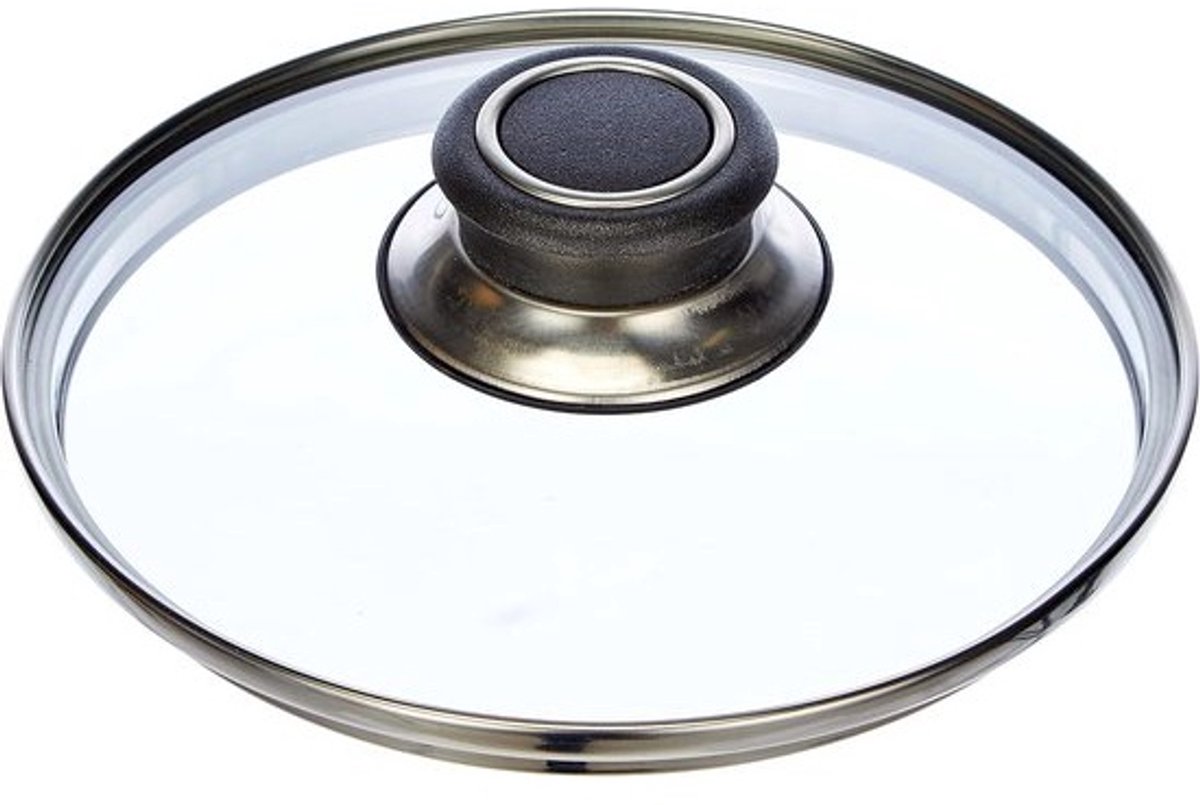 Glazen deksel 16 cm met kunststof knop en stoomuitlaat voor veelzijdig gebruik