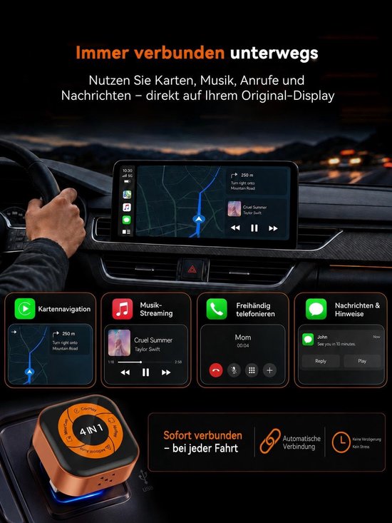 4-in-1 draadloze CarPlay-adapter voor AirPlay MirrorLink schermspiegeling - ShopVlot — afbeelding 4
