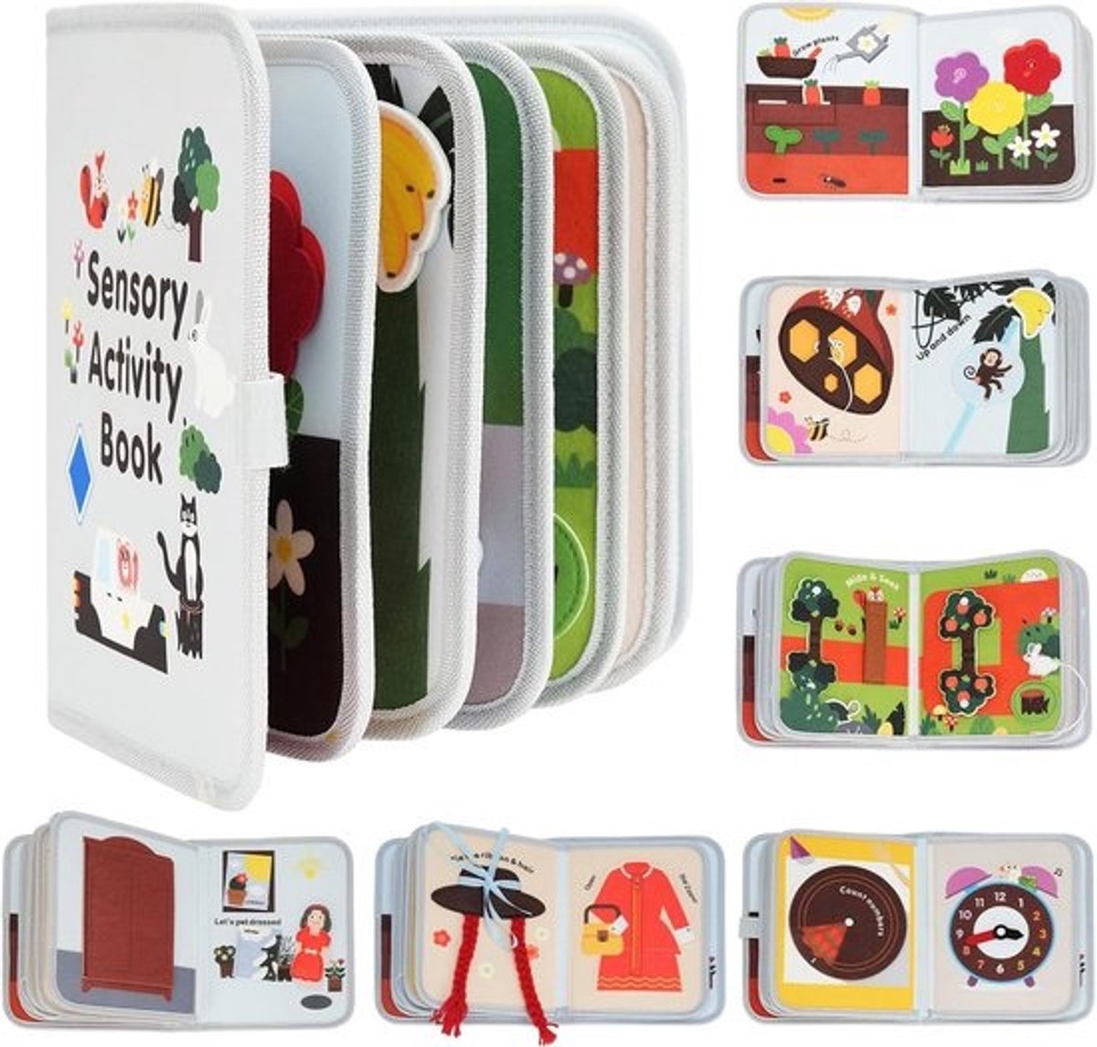 Montessori Busy Board 12-in-1 Activiteitenboek voor Ontwikkeling Vanaf 1 Jaar