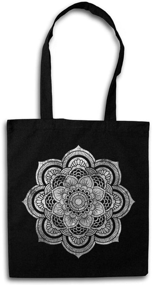Boodschappentas Schoudertas - Draagtas Katoen - Boodschappen Doen - Hoogwaardige Print - 38 cm x 42 cm - Zwart
