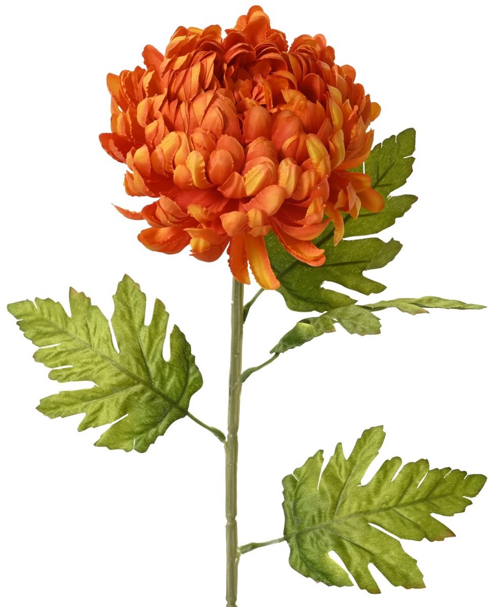 Everlands Chrysant Grootbloemig Oranje Ø 15 cm 74 cm - Kunstbloemen