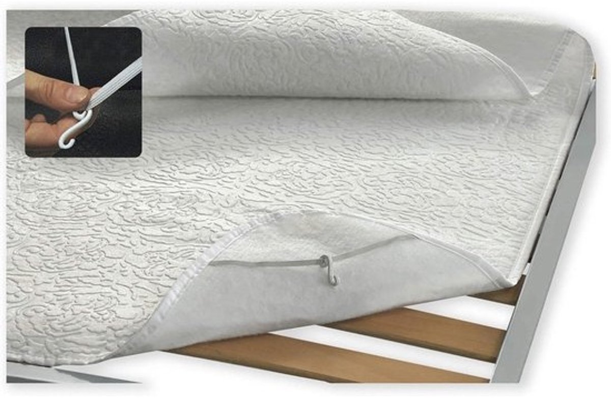 Netovertrek Bed - Matrashoes Beschermhoes - Matras Beschermen - Anti-allergeen Vilt - 175 x 195 cm - Wit