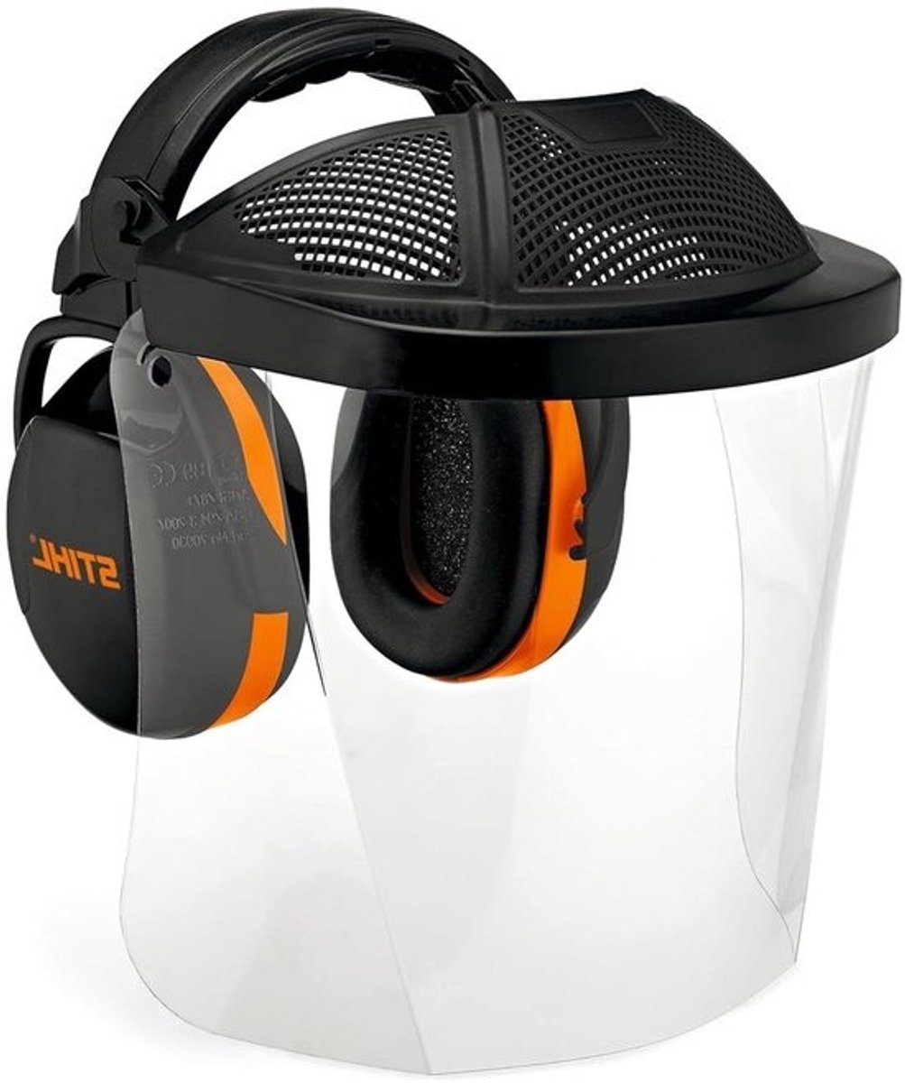 Veiligheidsvizier met headset - Oorbeschermers vizier - Veilig werken - 30 dB geluiddemping - One Size - Zwart