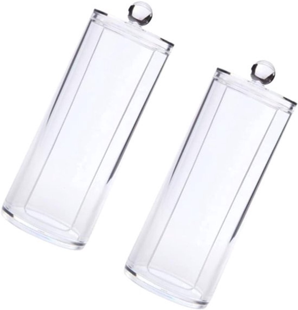Opbergdozen Wattenschijfjes - Cosmetica Houders - Badkamer Organiseren - Elegant Eenvoudig Design - 19x7cm - Transparant