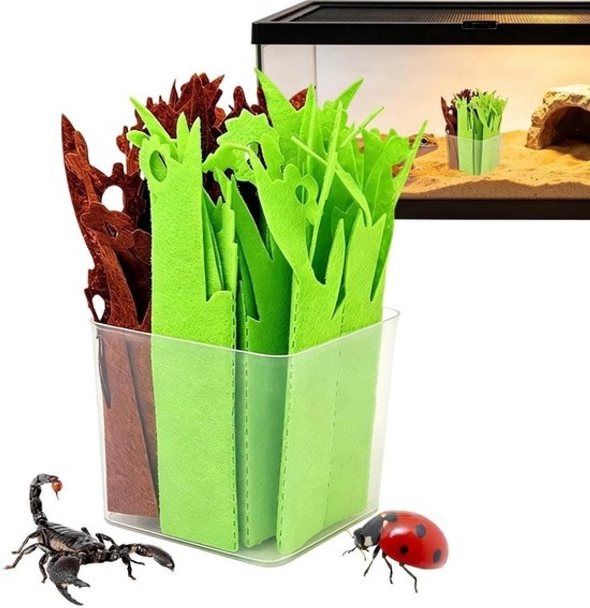 Terrarium Luchtbevochtiger - Imitatieplant Vochtigheid - Reptielen Habitat - Constante Vochtigheidsregeling - 17 x 8 x 8 cm - Groen