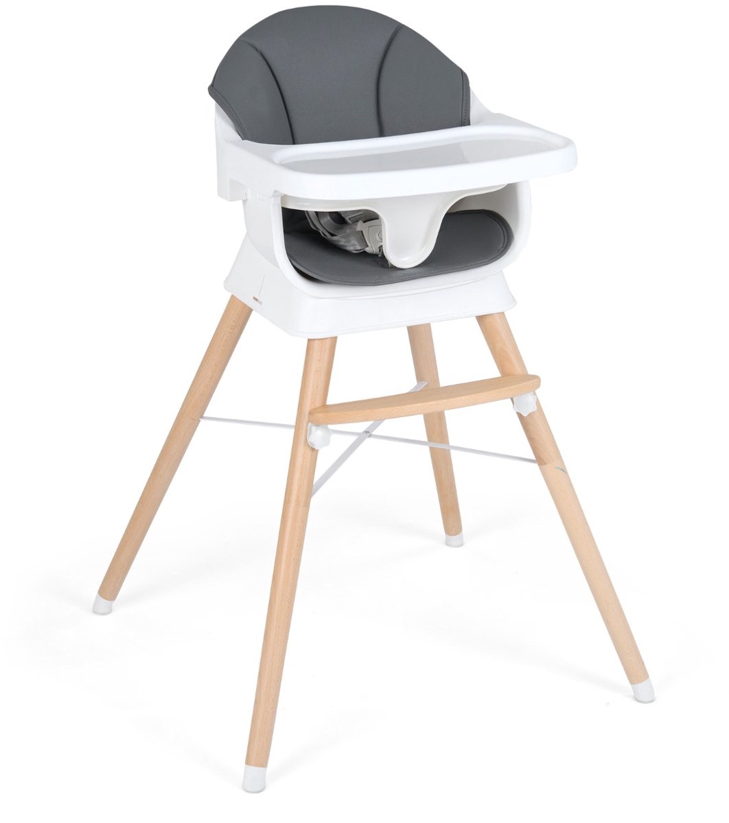 SureDeal® - Hoge kinderstoel - Babystoel - Kussen puntsgordel - Voetsteun Multifunctionele - 61x61x91,5 cm - Grijs
