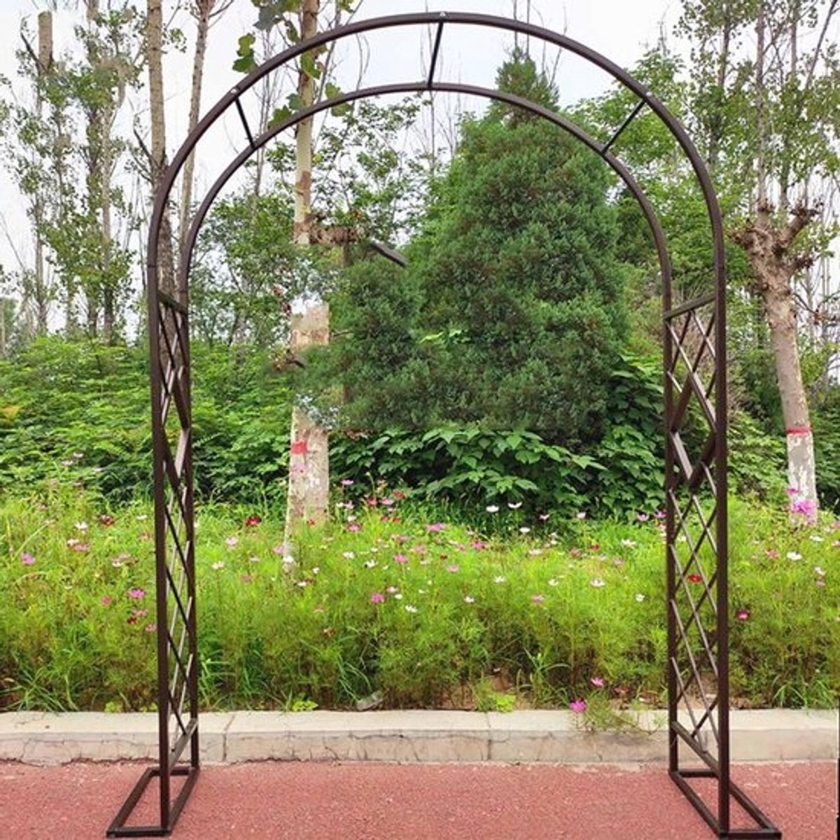 Rozenboog Metaal - Tuinboog Pergola - Klimplanten Ondersteunen - Verstelbare Breedte - 200cm x 230cm - Bruin
