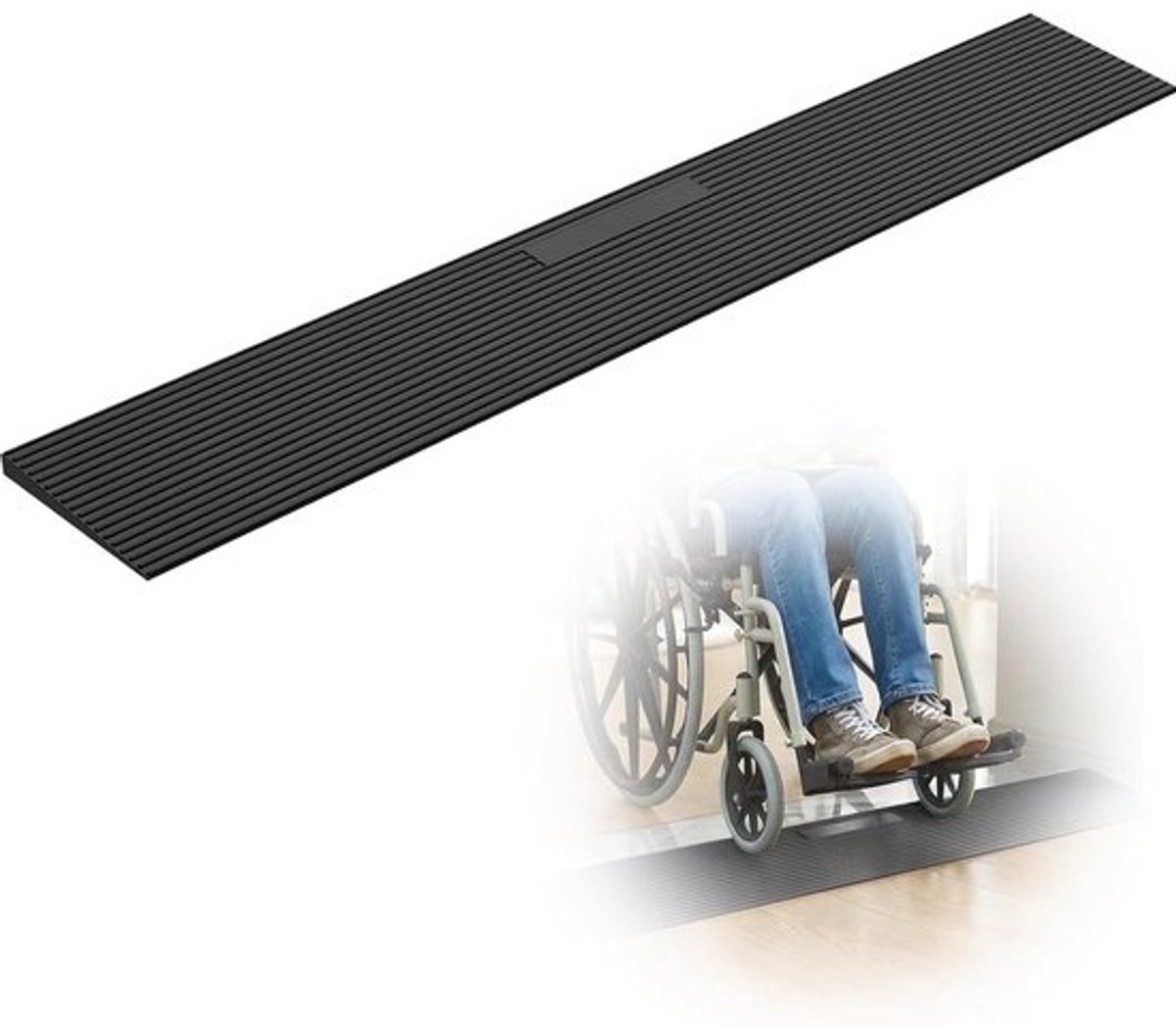 Rubberen Drempelhulp - Oprijplaat - Drempels Overbruggen - Verstelbaar En Op Maat - 90 Cm Breed 1.5 Cm Hoog - Zwart