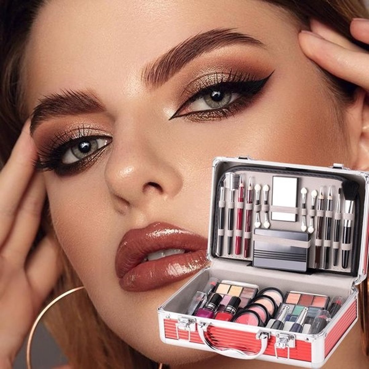 Make-up Koffer Set - Cosmetische Opberger - Professioneel Gebruik - Draagbaar en Compleet - 27.5 x 20 x 1 cm