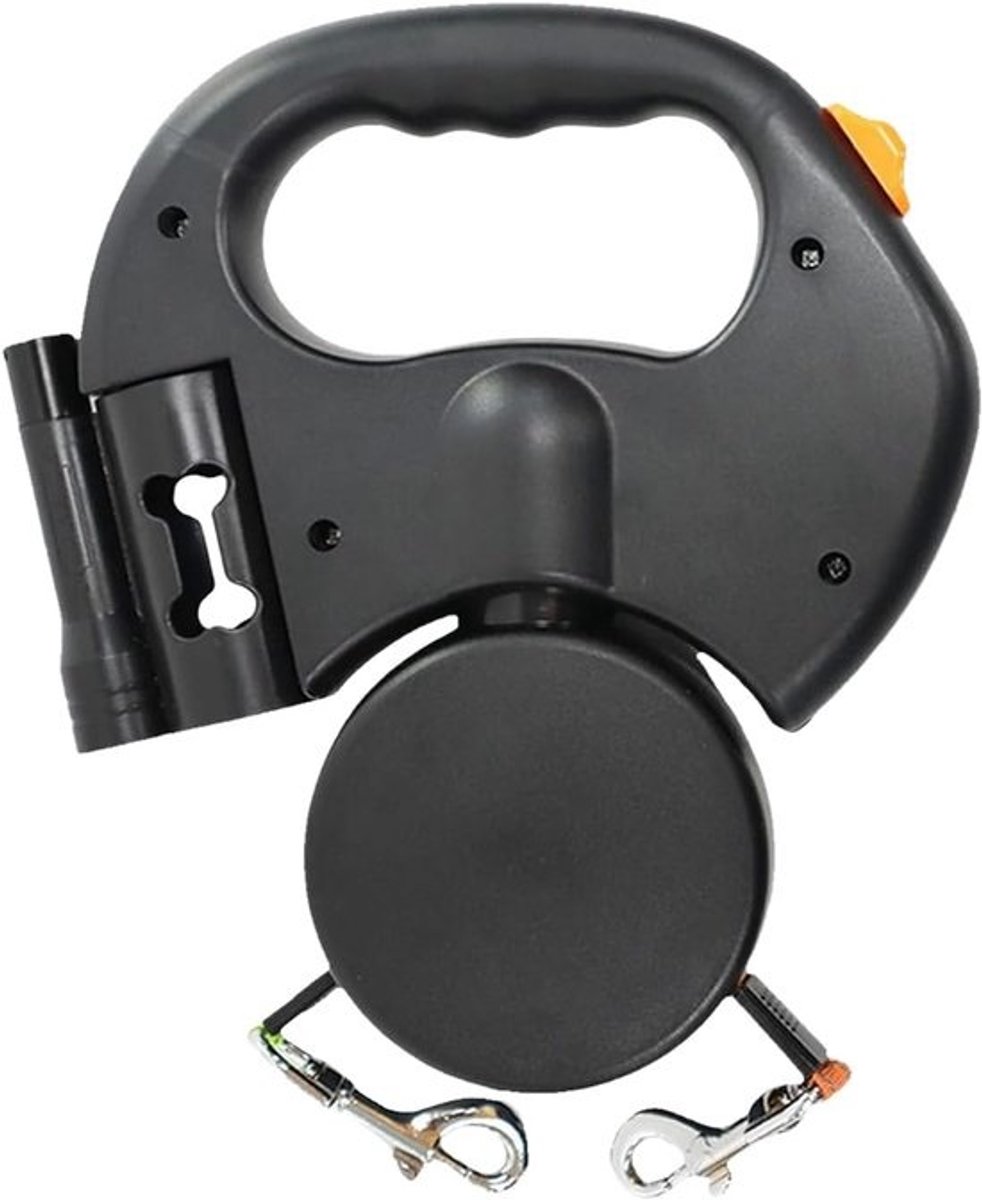 Twee honden intrekbare riem - reflecterende wirwarvrij touw, automatische extensielabel | Ergonomische grip veiligheidshaak, middelgrote ras wandelaar, nachtwandeling hulpmiddel, reizen buiten h