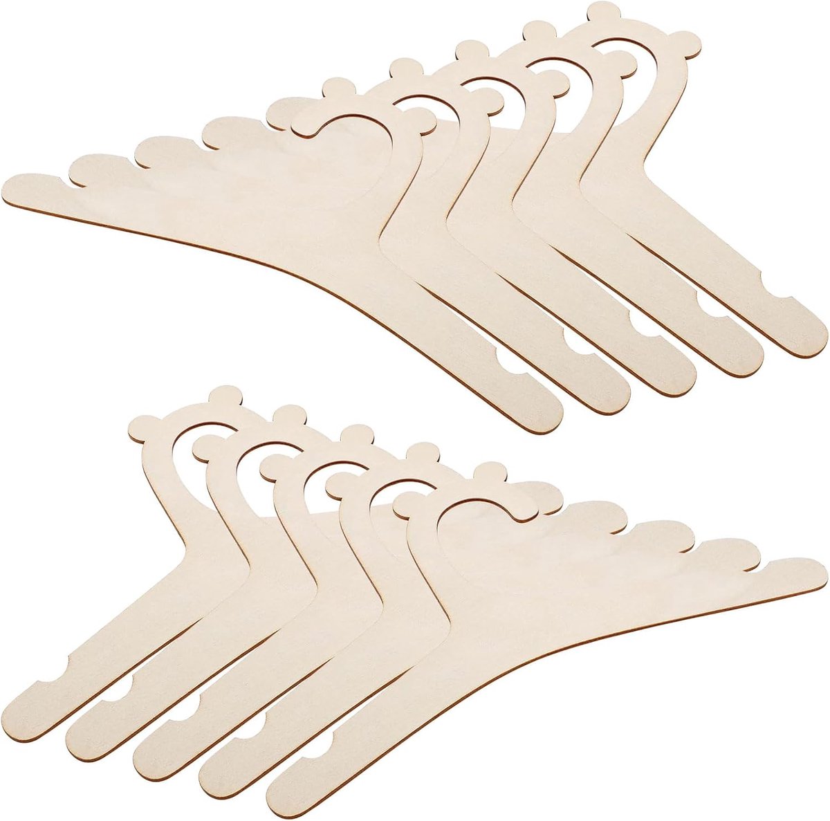 Bobypet - Kledingrek - Baby Hangers 10 Stuks - Antislipontwerp - Houten Babykledinghangers met Berenoren - Kinder Kleerhangers voor kleding en broeken voor peuters