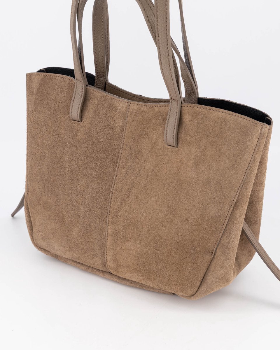 Teatro - Martha SuedeGrain - Leer - Schoudertas - Handtas - Luxe - Elegant - Taupe