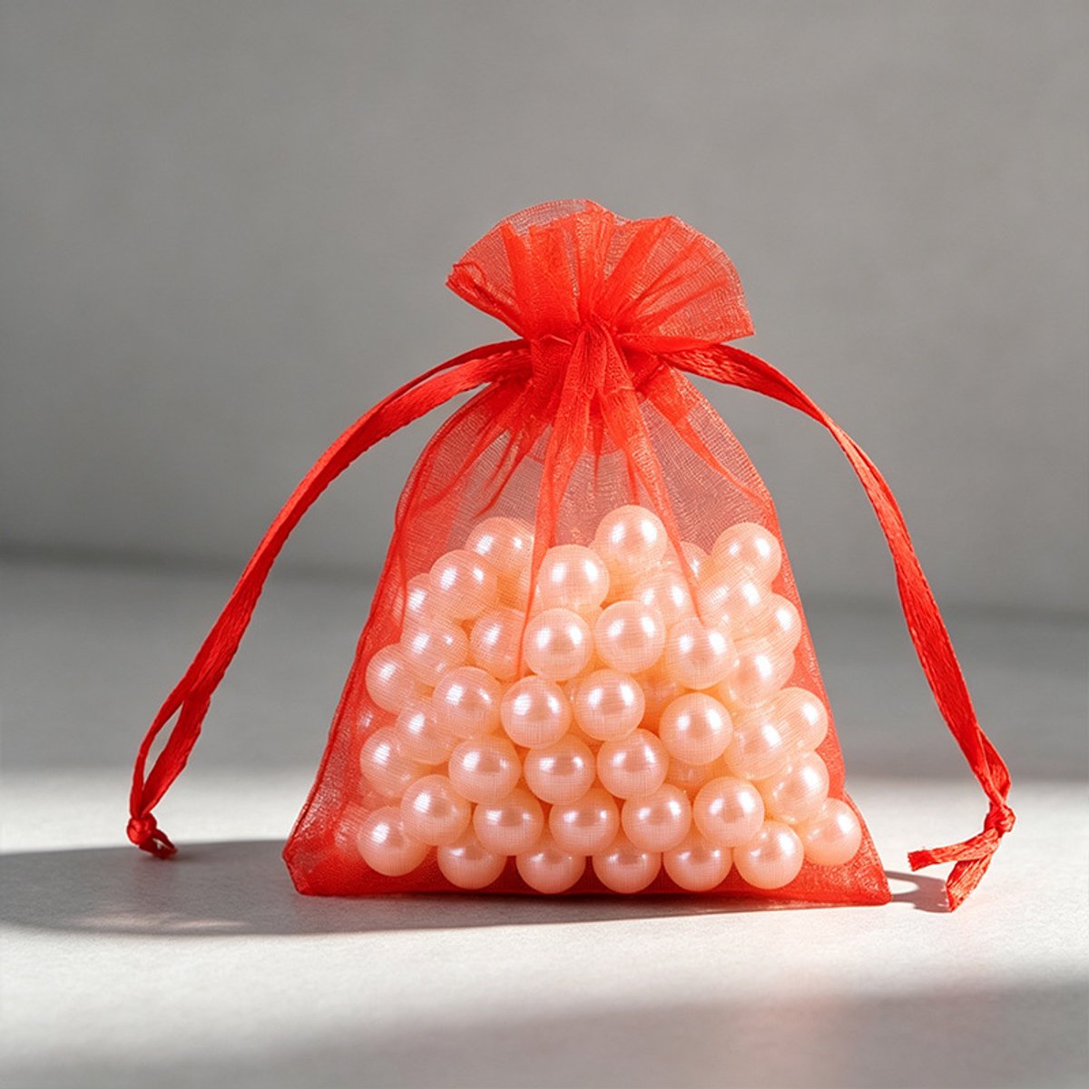 Verpakking van 50 geschenkzakjes, geschikt voor bruiloften, netverpakkingen voor sieraden.-rood-9*12cm